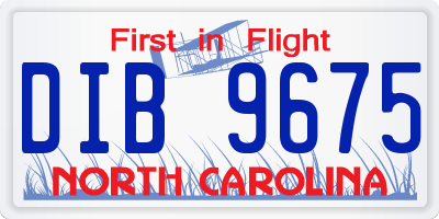 NC license plate DIB9675
