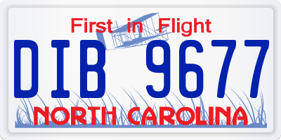 NC license plate DIB9677