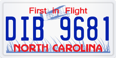 NC license plate DIB9681