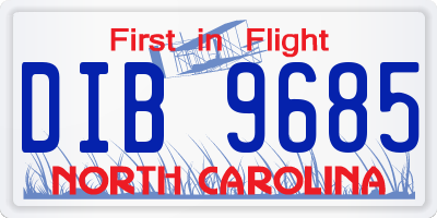 NC license plate DIB9685