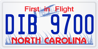 NC license plate DIB9700