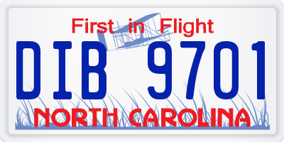 NC license plate DIB9701