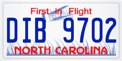 NC license plate DIB9702