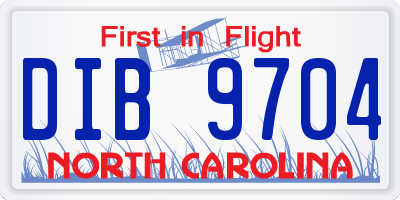 NC license plate DIB9704