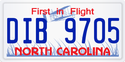 NC license plate DIB9705