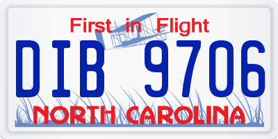 NC license plate DIB9706