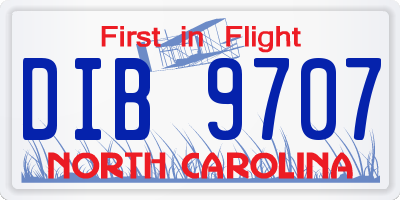 NC license plate DIB9707