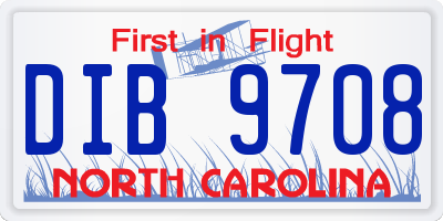 NC license plate DIB9708