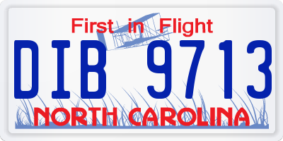 NC license plate DIB9713