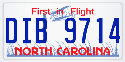NC license plate DIB9714