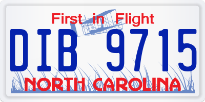 NC license plate DIB9715