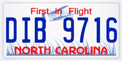NC license plate DIB9716
