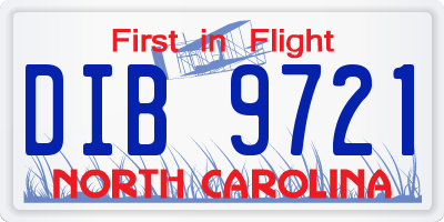 NC license plate DIB9721