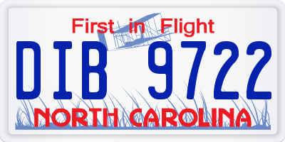 NC license plate DIB9722