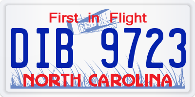 NC license plate DIB9723