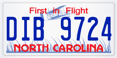 NC license plate DIB9724