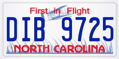 NC license plate DIB9725