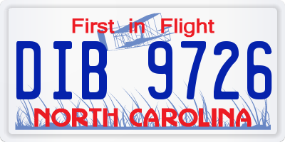 NC license plate DIB9726