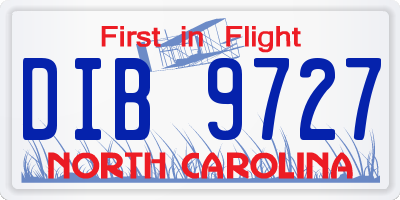 NC license plate DIB9727