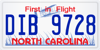 NC license plate DIB9728