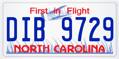 NC license plate DIB9729
