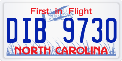 NC license plate DIB9730