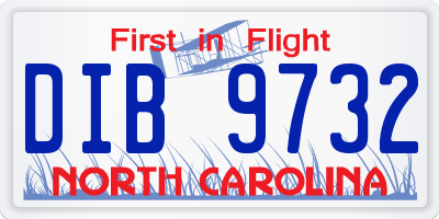 NC license plate DIB9732