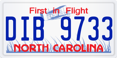 NC license plate DIB9733
