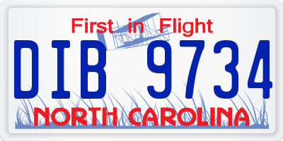 NC license plate DIB9734