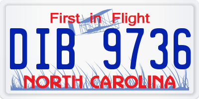 NC license plate DIB9736
