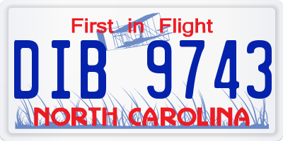 NC license plate DIB9743