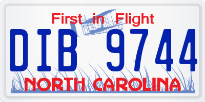 NC license plate DIB9744