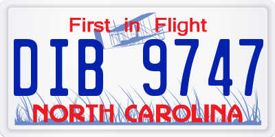 NC license plate DIB9747