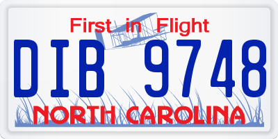 NC license plate DIB9748