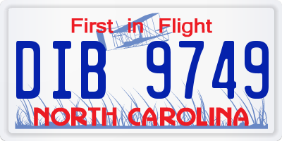 NC license plate DIB9749