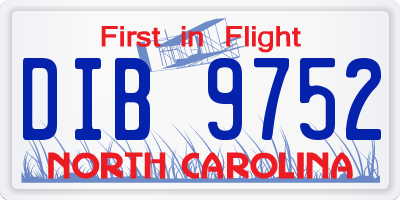 NC license plate DIB9752