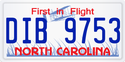 NC license plate DIB9753