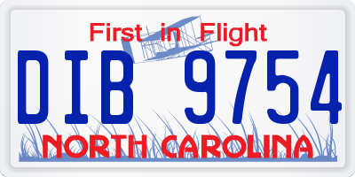 NC license plate DIB9754