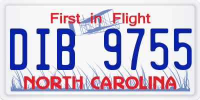 NC license plate DIB9755
