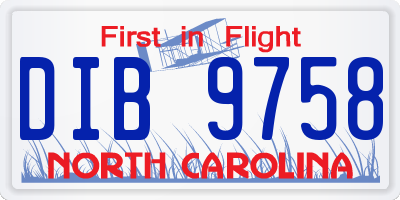 NC license plate DIB9758