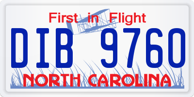 NC license plate DIB9760