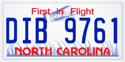 NC license plate DIB9761