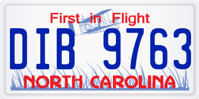 NC license plate DIB9763
