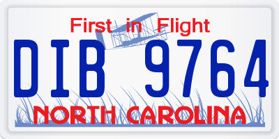 NC license plate DIB9764
