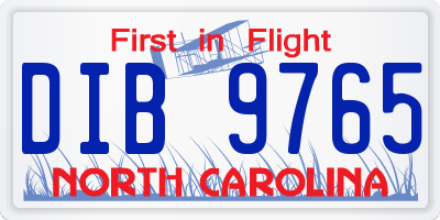 NC license plate DIB9765