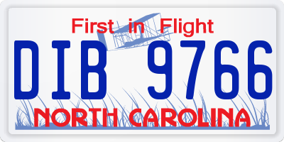 NC license plate DIB9766