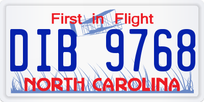 NC license plate DIB9768