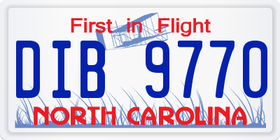 NC license plate DIB9770