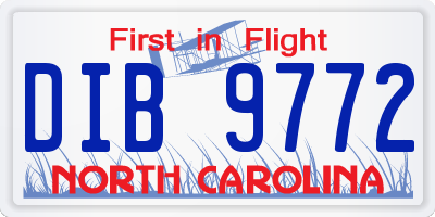 NC license plate DIB9772