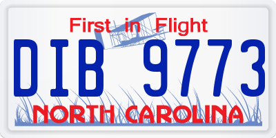 NC license plate DIB9773